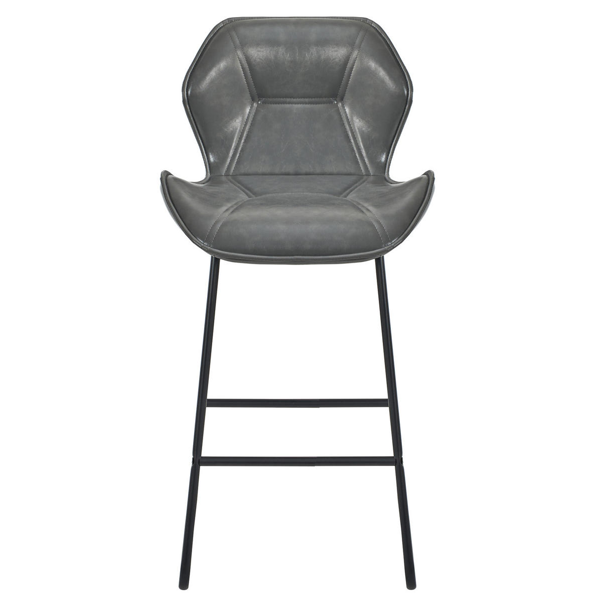 BARHOCKER 2er-Set Grau mit Kunstlederbezug und Fußstütze - Grau, Metall (47/91.5/48.5cm) - MIVRAY