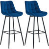 BARHOCKER 2er Set Samt blau - Blau/Schwarz, Textil/Metall (47/106/52cm) - CLP