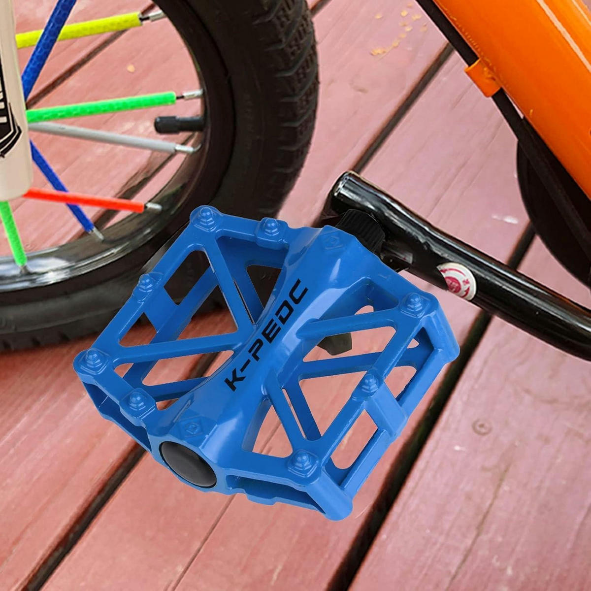 FAHRRAD Pedale Aluminium MTB/BMX mit Anti-Rutsch-Pins Blau - Blau, Metall (9.8/1.5/9.2cm)