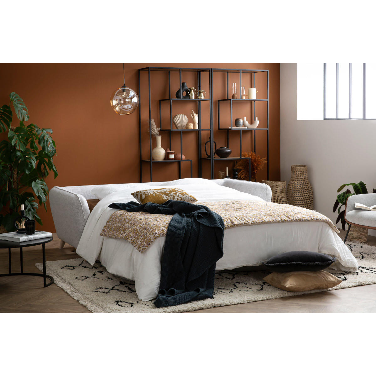 SOFA Skandinavisch 3-Sitzer Hellgrau-Meliert CREEP - Hellgrau, Textil (100/82/201cm) - Miliboo