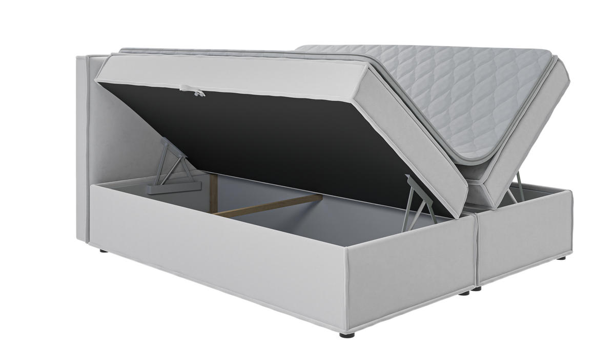 BOXBETT Eclipse 180/200 cm Silber Luxusmicrofaser - Silberfarben/Schwarz, Holz/Kunststoff (180/200cm) - S-Style Möbel