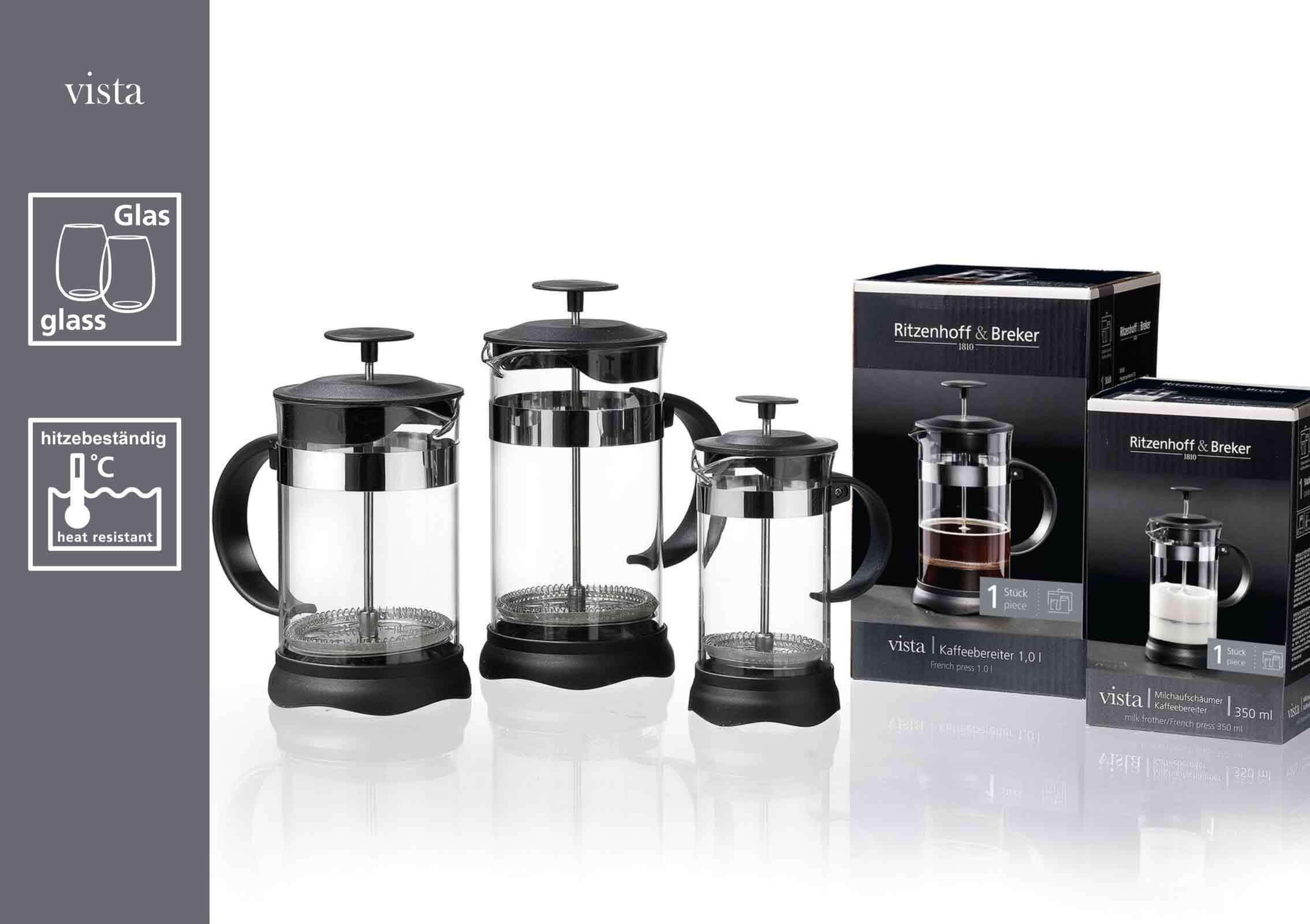 FRENCH PRESS Vista transparent 800 ml - Transparent, Glas (13/20/13cm) - Ritzenhoff Breker