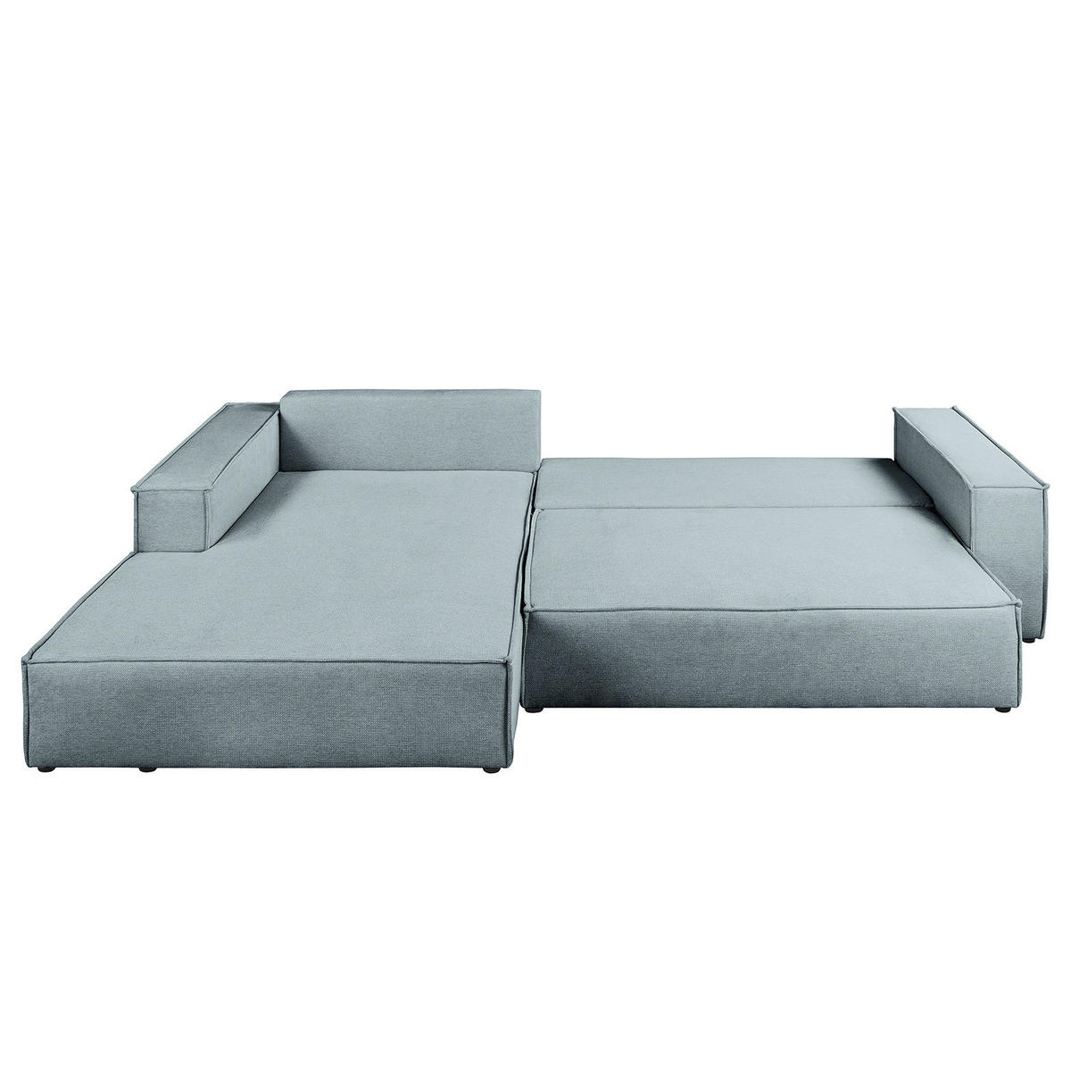 ECKSOFA mit Schlaffunktion - Longchair - Blaugrau/Schwarz, Kunststoff/Textil (294/185cm) - home24