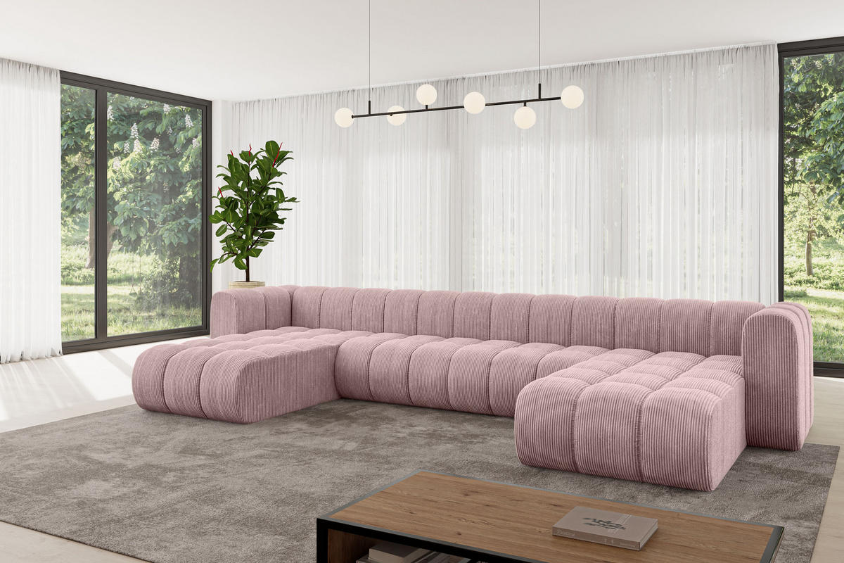 WOHNLANDSCHAFT modulares Sofa Joren-U2 - 410x177x70 cm Rosa - Rosa, Holzwerkstoff/Textil (410/70/177cm) - ALTDECOR