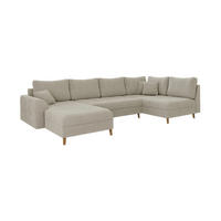 WOHNLANDSCHAFT Henrik Beige Boucle - Ottomane Links - Beige/Braun, Holz/Textil (310/81/161cm) - S-Style Möbel