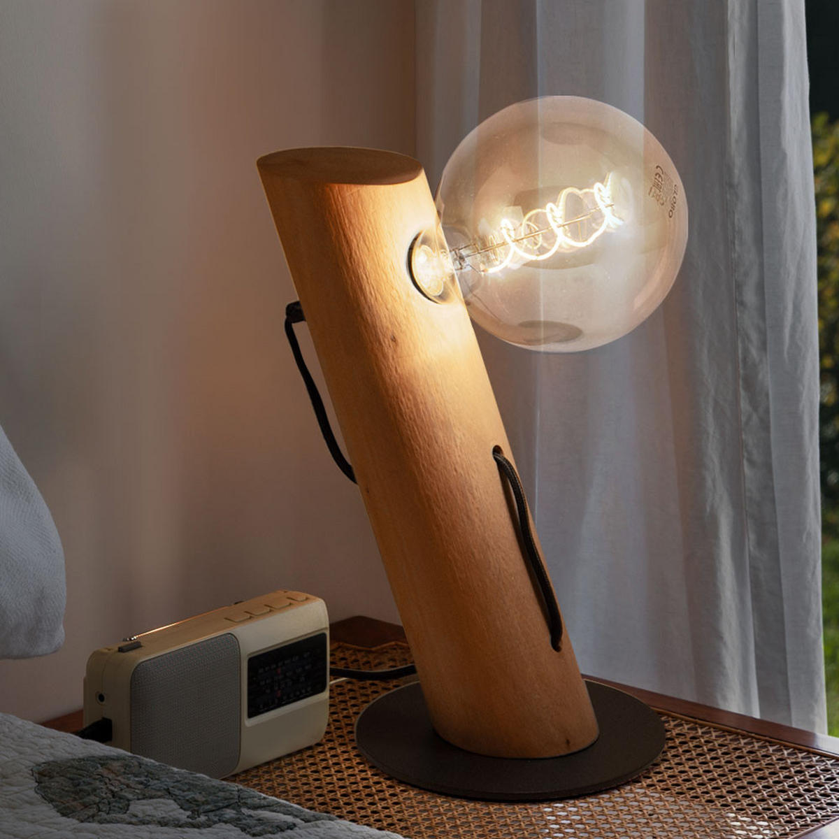 TISCHLEUCHTE Metall Eukalyptusholz Braun - Braun, Holz (16/8/28.2cm)