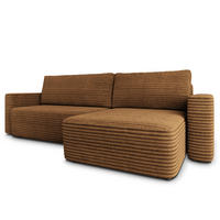 ECKSOFA TELIN Orange Kordstoff mit Schlaffunktion - Orange, Holz (280/162cm) - MASSENO