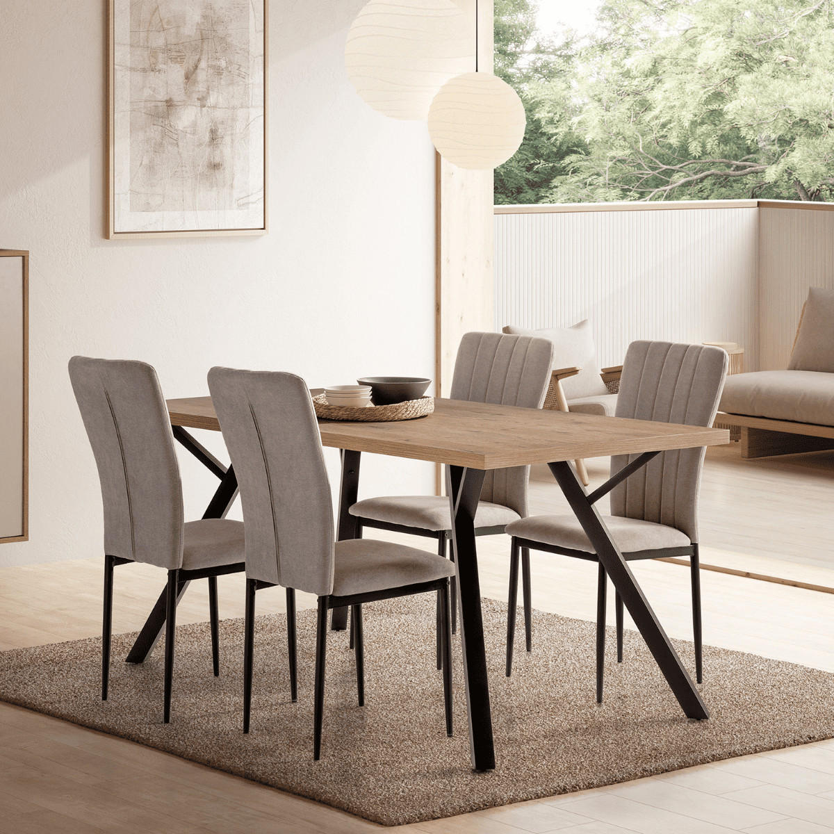 ESSZIMMERSTUHL Holly Grau 43/58/46 cm 4er-Set - Grau, Textil (58/46/43cm) - Calicosy