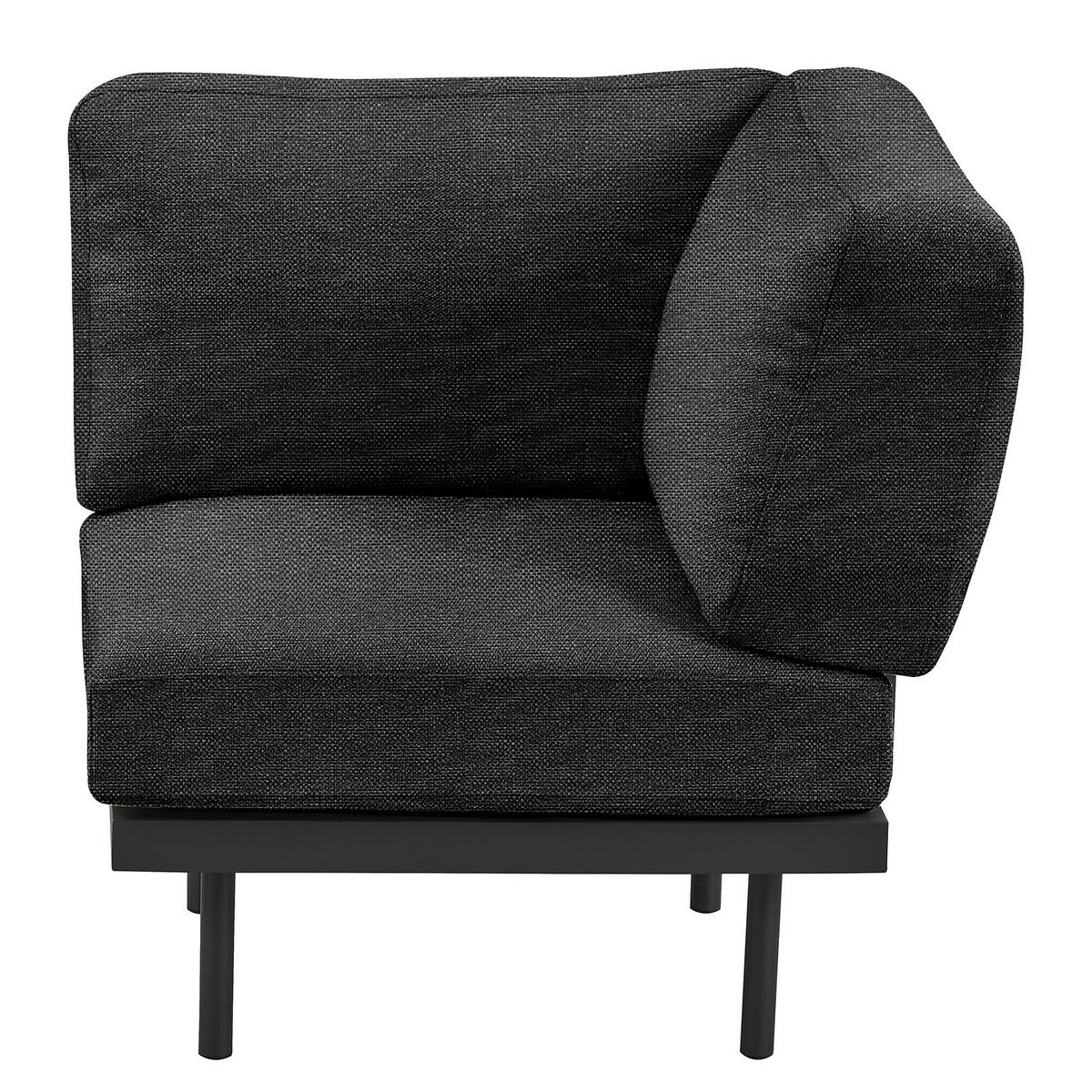 OUTDOOR-ECKELEMENT - Schwarz, Textil/Metall (84/83/84cm) - home24