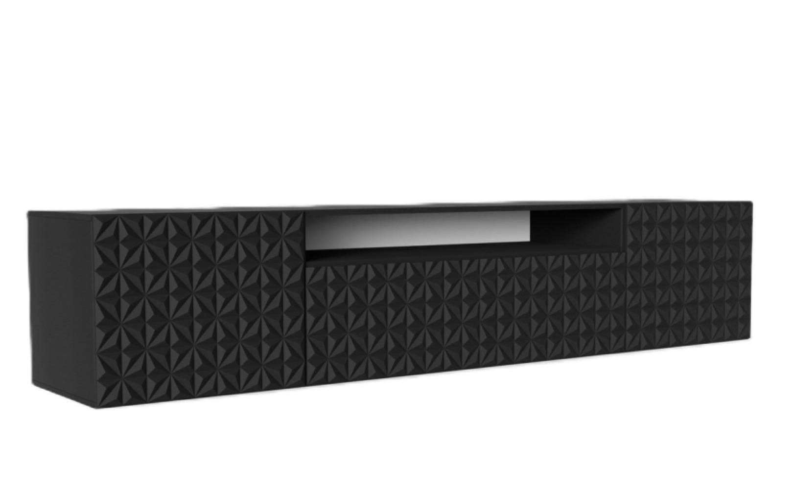 TV-SCHRANK Schwarz ALI Hängend Mit Dekorativen Fronten 200 cm - Schwarz, Holzwerkstoff (200/40/41cm) - Sepro Meble