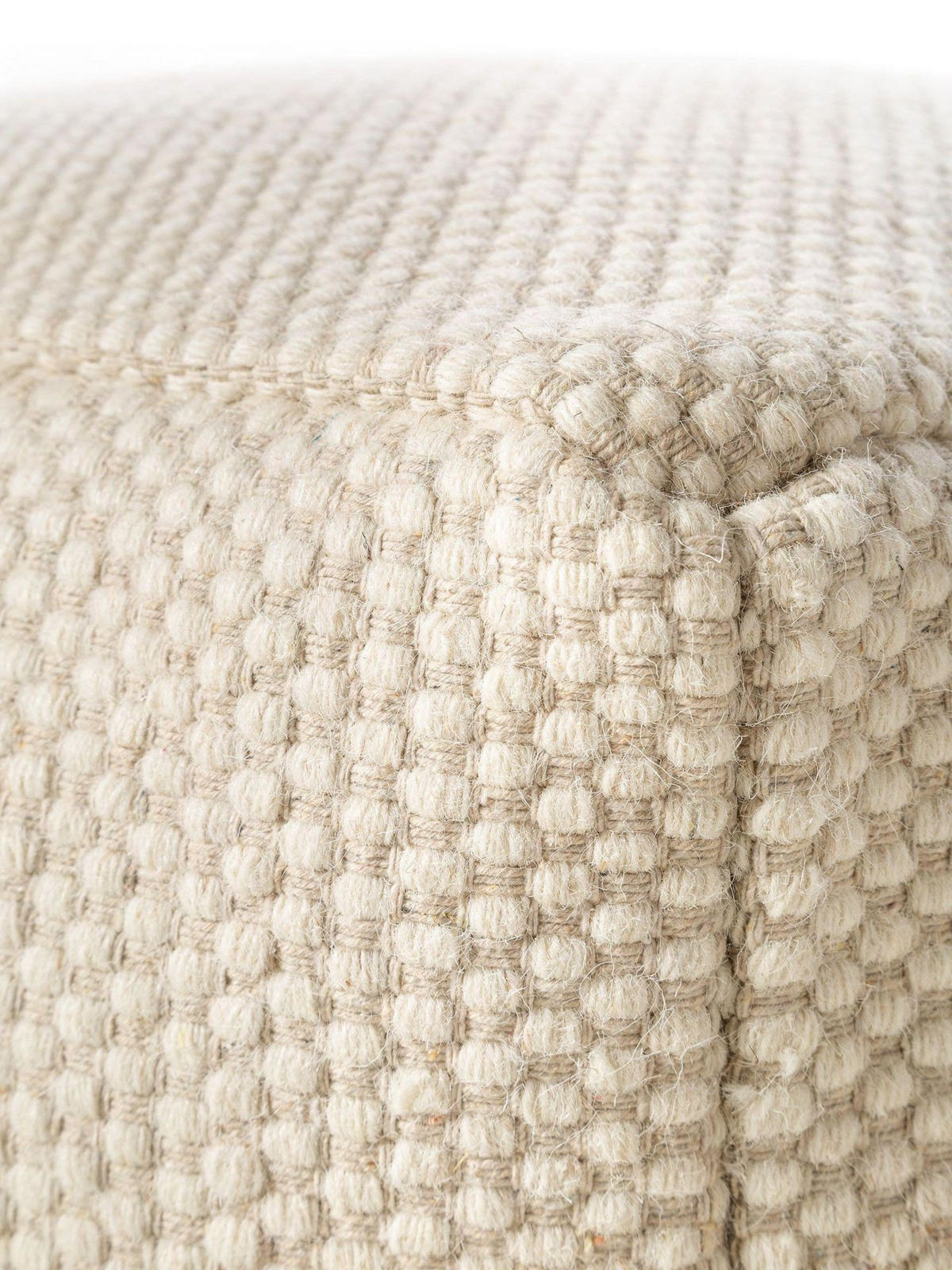 WOLL-POUF handgefertigt Rocco Weiß 55x55x30 cm - Weiß, Textil (55/30/55cm) - KUNSTLOFT