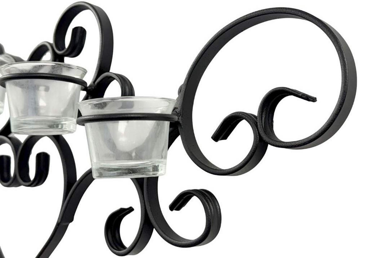 WANDTEELICHHALTER Metall Schwarz Wandkerzenhalter Teelichthalter 63cm - Schwarz, Metall (32cm) - DanDiBo