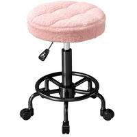 ROLLHOCKER in Rosa 50x50x66 cm, höhenverstellbar von 50–66 cm und um 360° drehbar - Pink, Textil (50/66/50cm) - IVMEU