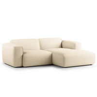 ECKSOFA mit XL-Longchair - Beige/Schwarz, Kunststoff/Textil (260/171cm) - home24