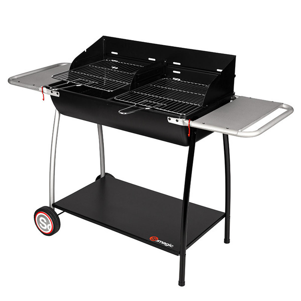 HOLZKOHLEGRILL Malaga Schwarz - Schwarz, Metall (53/94/133cm) - Somagic
