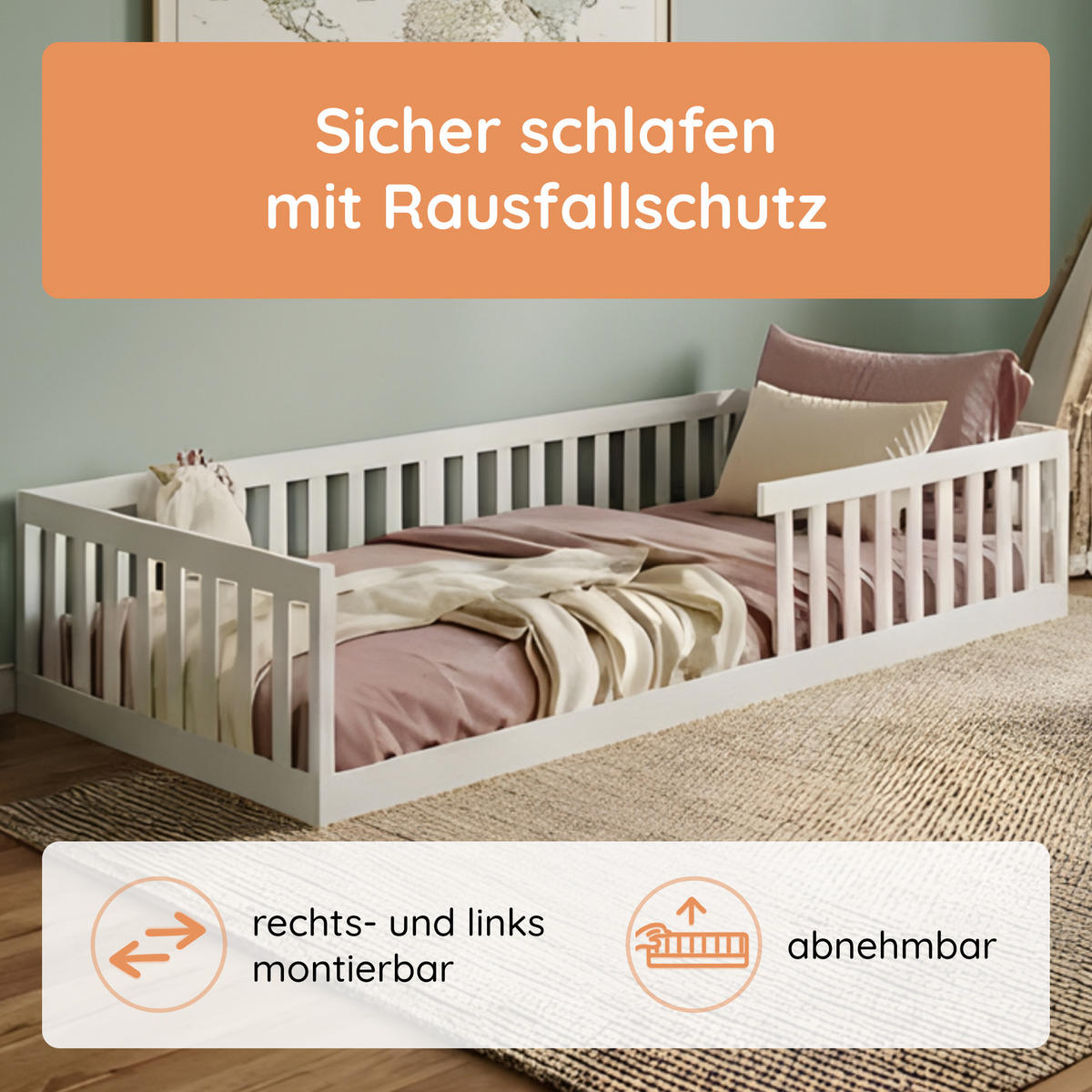 BODENBETT 90x200 cm in Weiß - Weiß, Holz (90/200cm) - Kids Collective