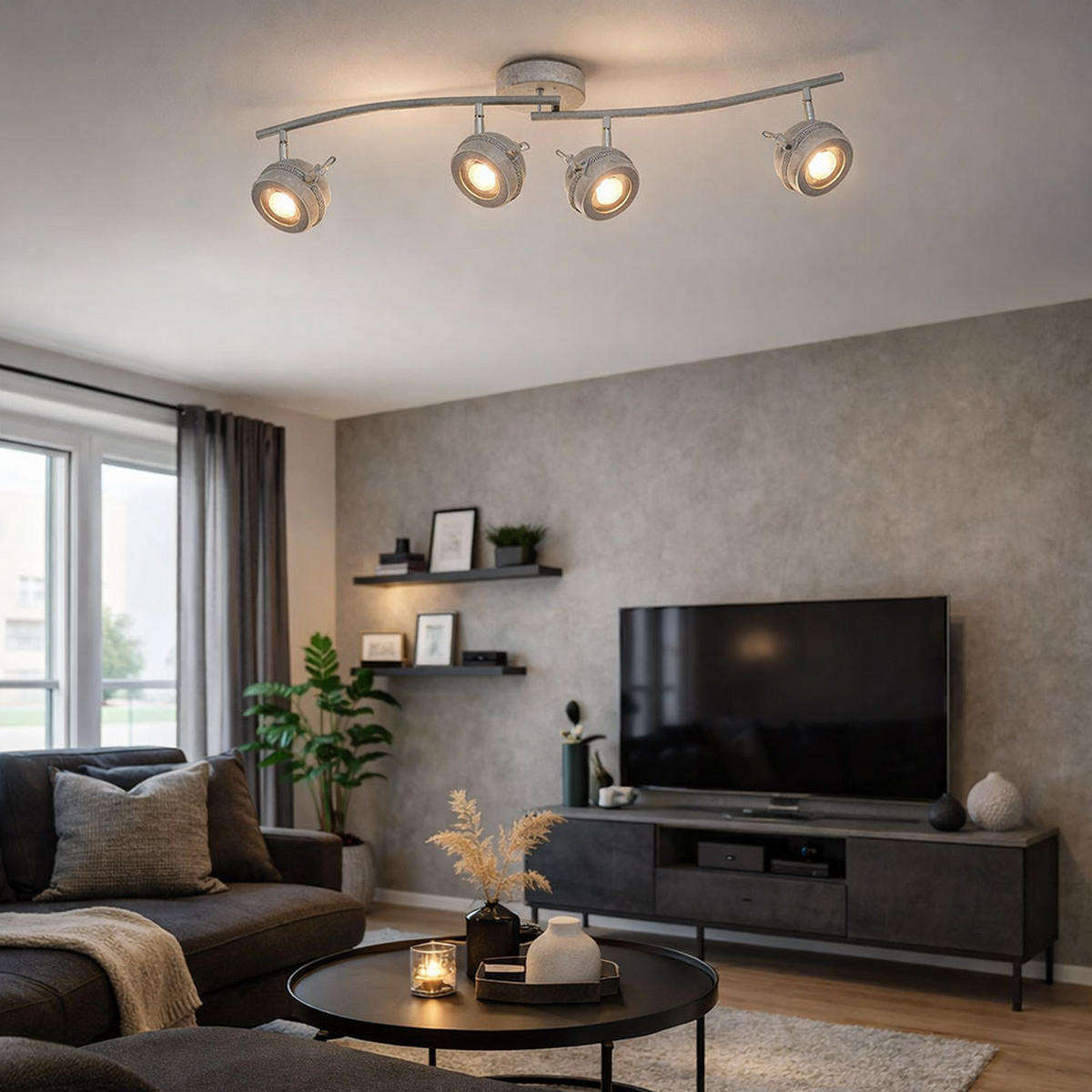 LED DECKENLEUCHTE Metall Grau Antik - Grau, Metall (64/14/16cm) - Globo Lighting