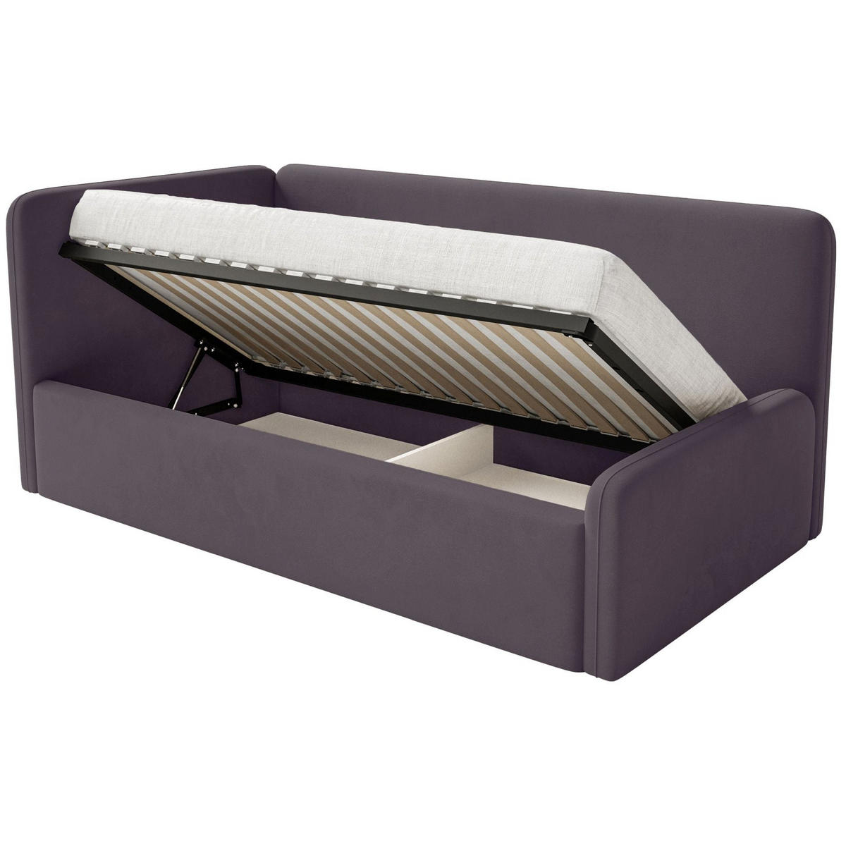 KINDERBETT Fanko Samt Violett 90x200 cm - Lila/Schwarz, Kunststoff/Textil (90/200cm) - Selsey