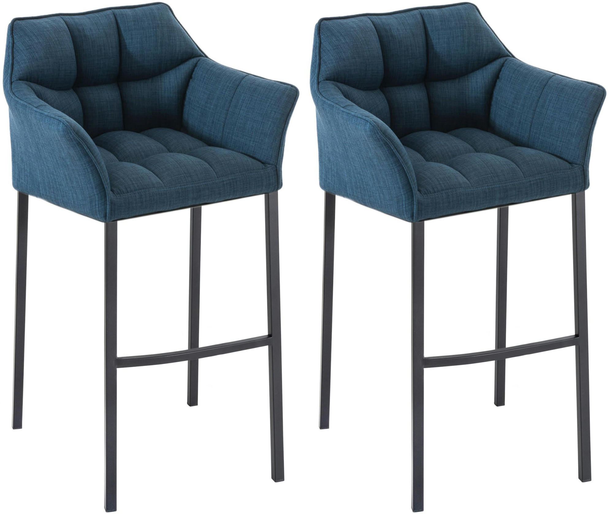 BARHOCKER 2er Set Stoff Blau - Blau/Schwarz, Textil/Metall (64/110/48cm) - CLP