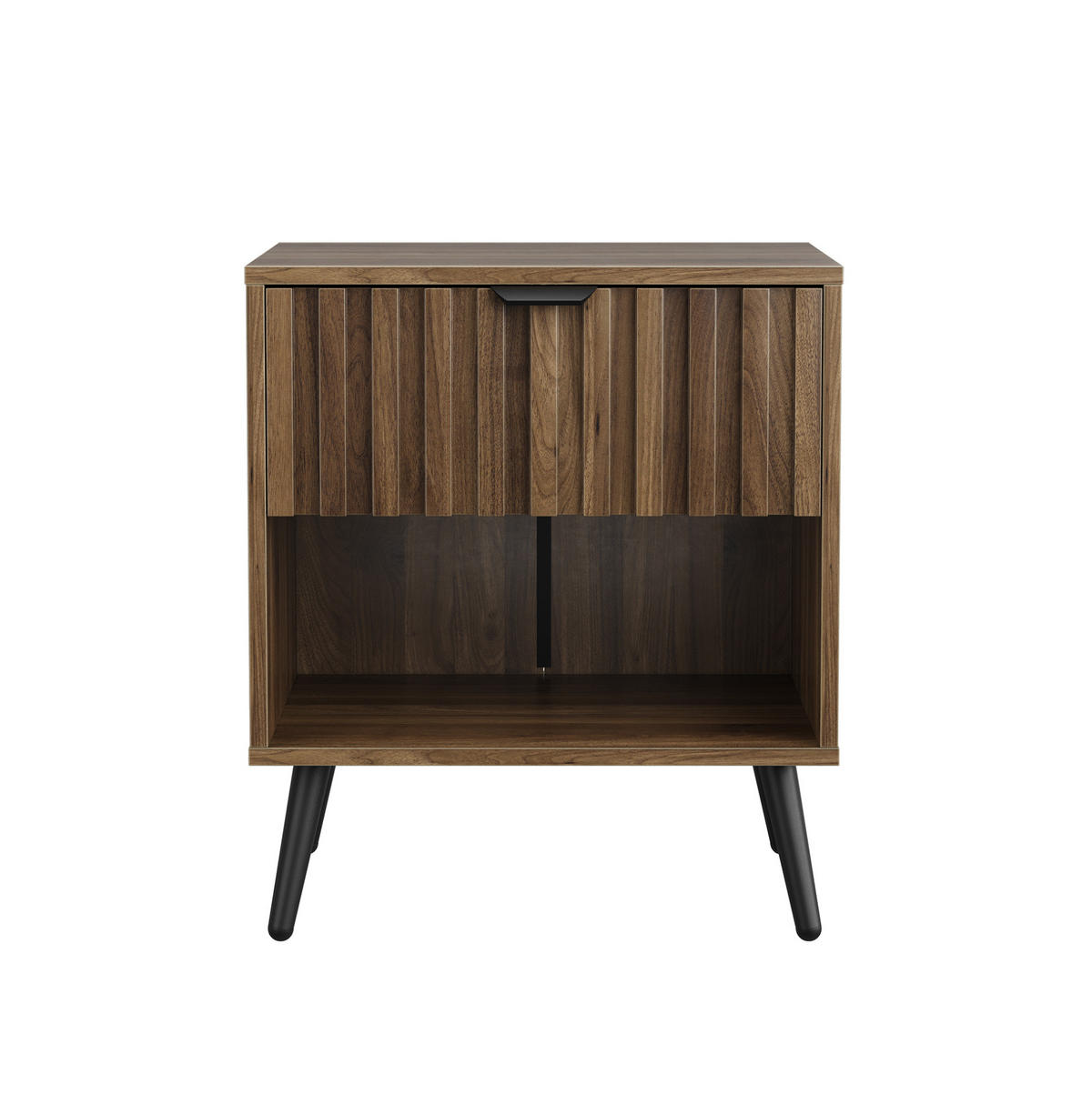 NACHTTISCH aus MDF 45x40x53 cm Walnuss mit Schublade und offenem Fach, modernes Design - Walnussfarben, Holzwerkstoff (45/53/40cm) - Modfu