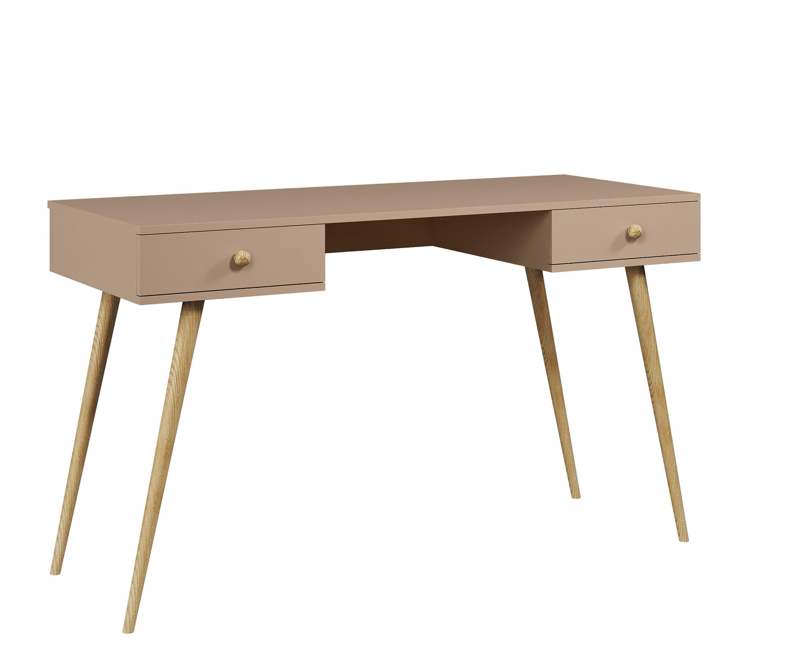 SCHREIBTISCH Macchiato Skandinavischer Stil Mit Schubladen - Beige, Holz (135/135/79cm) - Sepro Meble