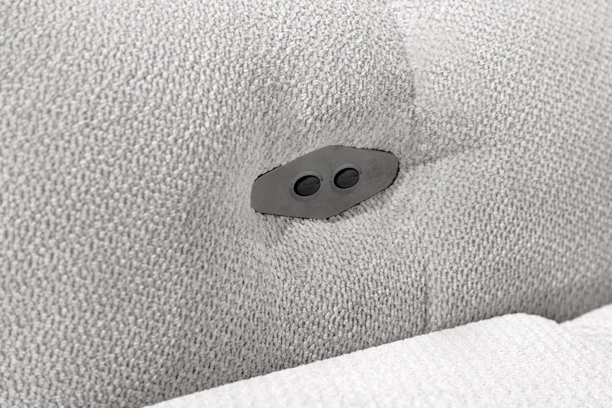 ECKSOFA KIMI 3-Sitzer, ausziehbarer Sitz, verstellbare Kopfstützen, cremefarben - Creme/Schwarz, Holzwerkstoff/Textil (270/160cm) - Courtois Laville