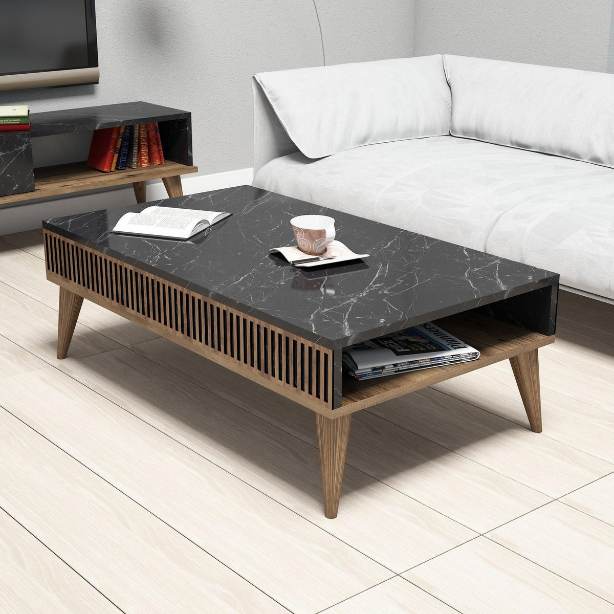 COUCHTISCH milan Schwarz - Schwarz, Holz (105/60/34cm) - Habitat Garten
