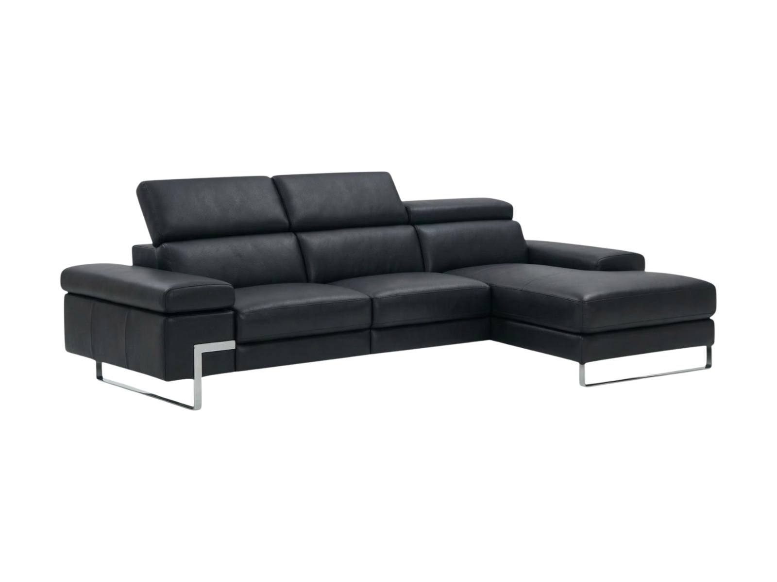 ECKSOFA Lete Echtleder Schwarz - Schwarz, Leder/Metall (160/232cm)
