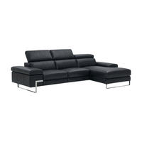 ECKSOFA Lete Echtleder Schwarz - Schwarz, Leder/Metall (160/232cm)