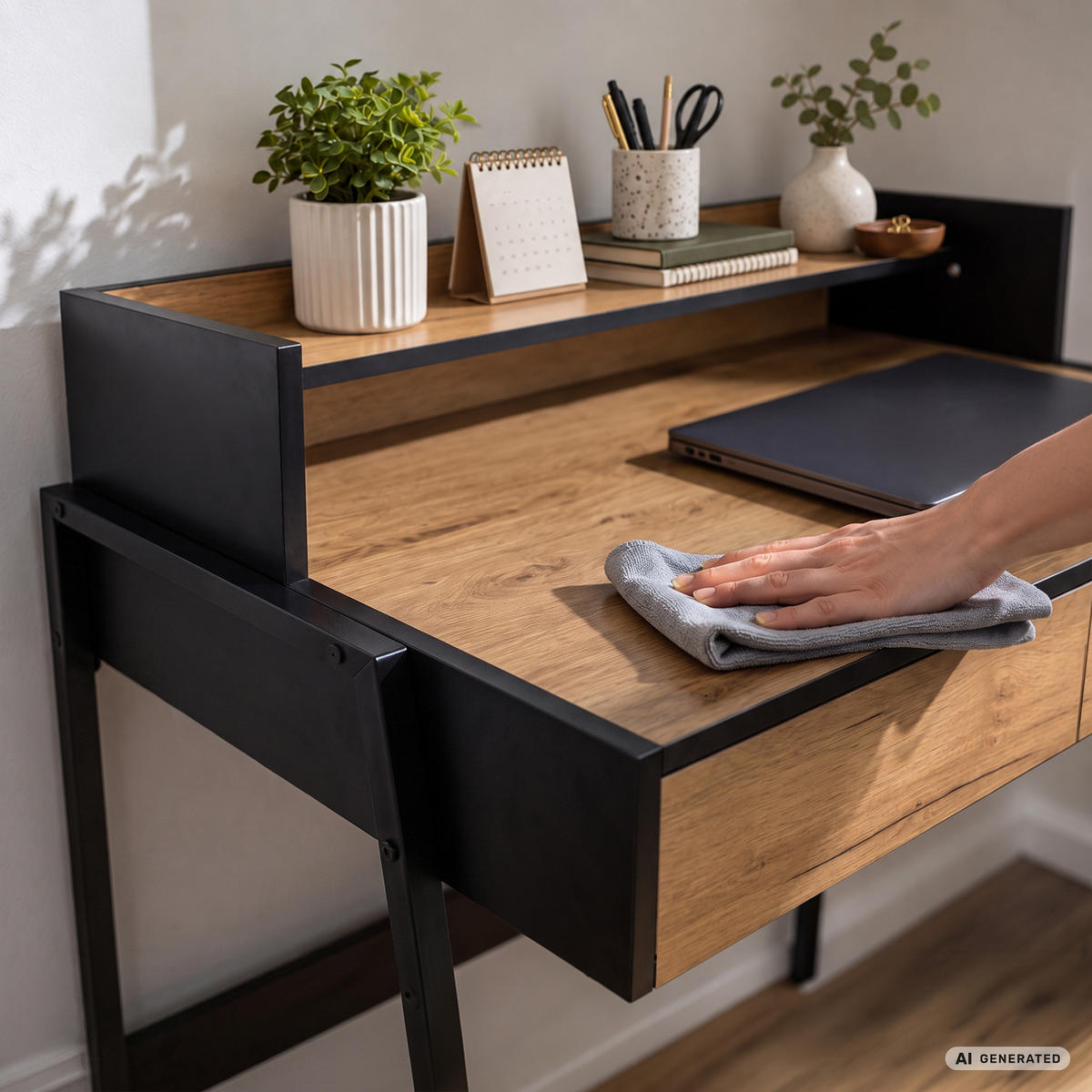 SCHREIBTISCH FLUX 78 cm Craft Eiche - Eichefarben/Schwarz, Holzwerkstoff (78/48/95cm) - Akord