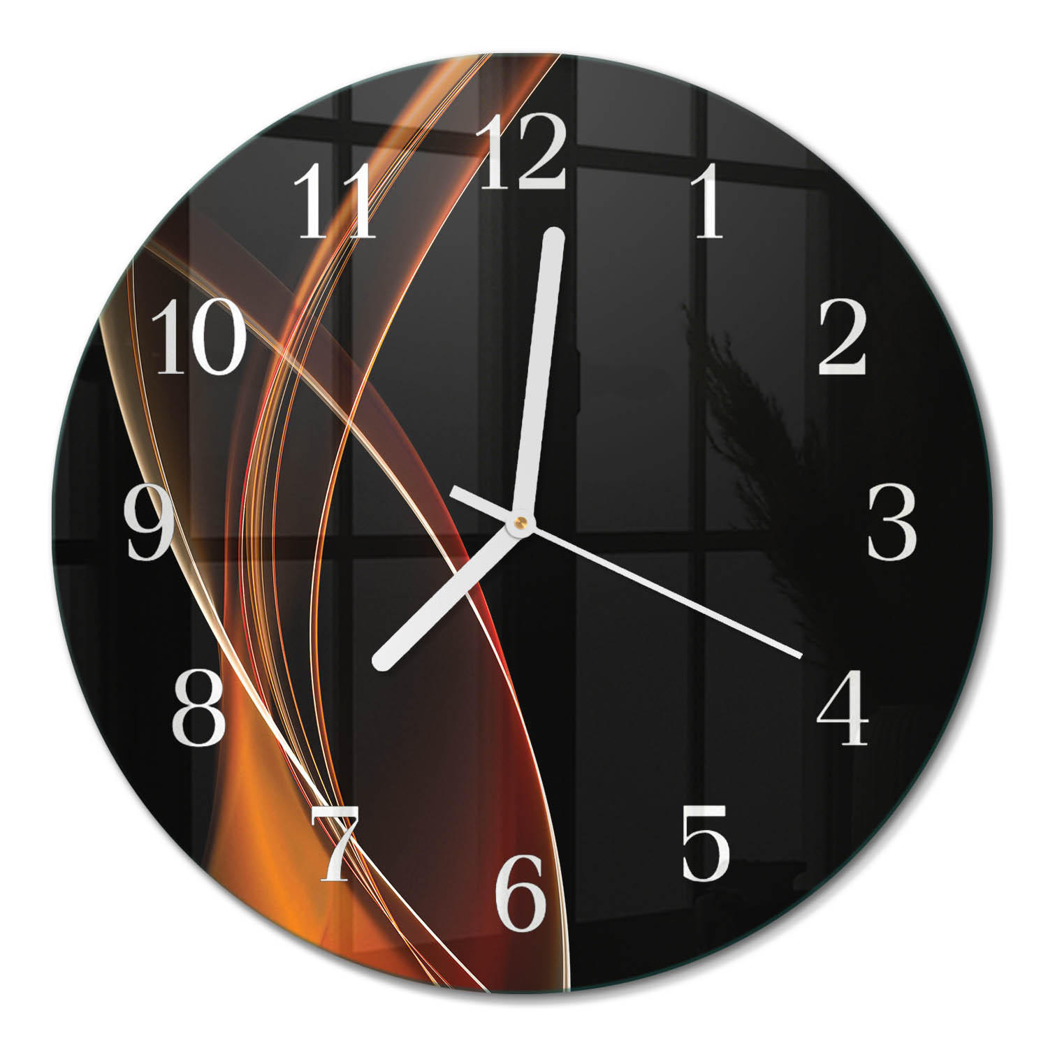 WANDUHR fi30 cm - Abstrakte Linien - Orange, Glas (30/30/0.4cm) - TULUP
