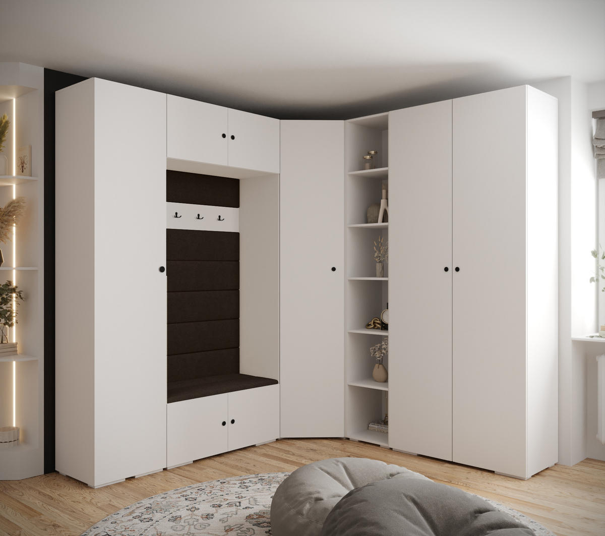 GARDEROBEN-SET 236,7/231,7/47 - Dunkelbraun/Schwarz, Holz/Kunststoff (181.7/236.7/47cm) - Abiks Möbel