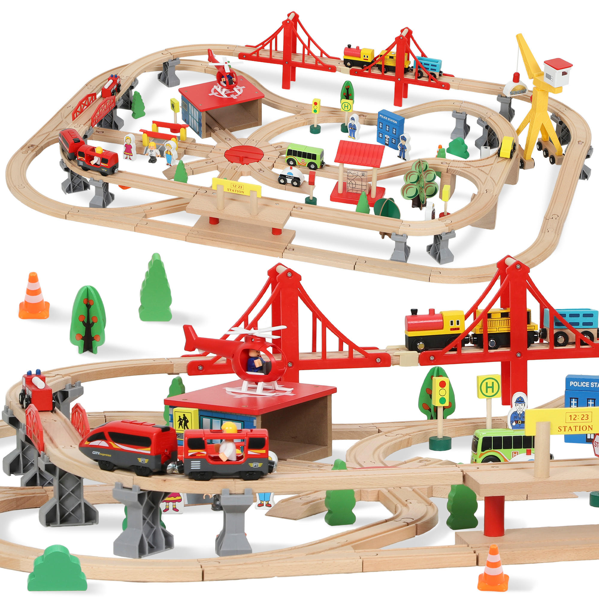 Aiyaplay Holzeisenbahn-Set Mehrfarbig 80x24x120 cm