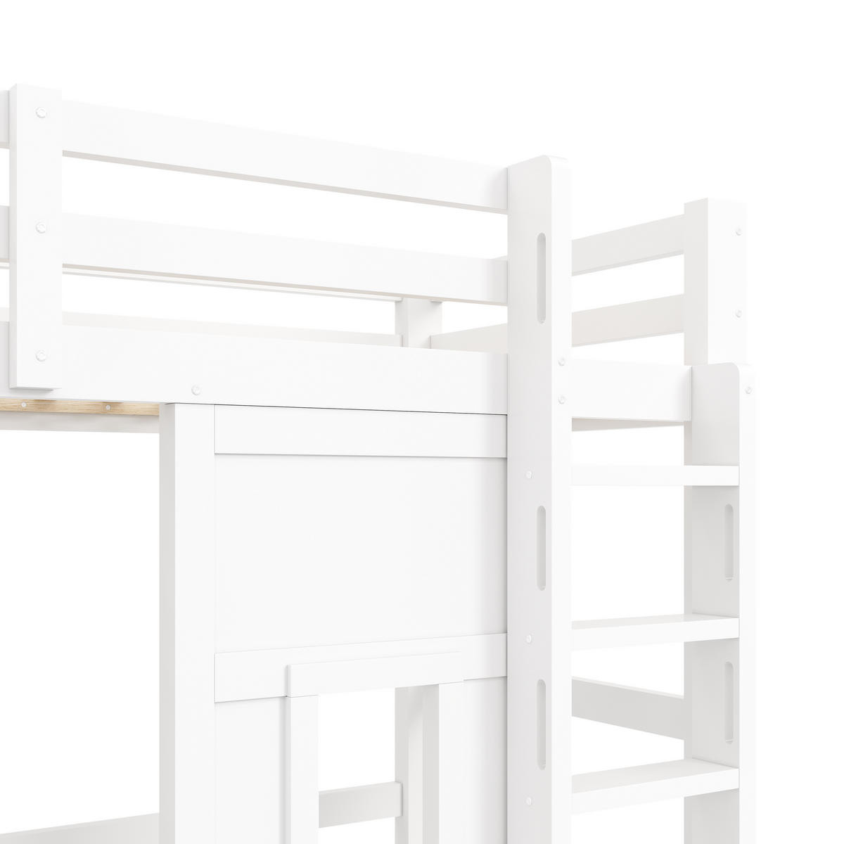 HOCHBETT 90/200 cm in Weiß mit Kleiderschrank, LED und 2 Fenstern - Weiß, Holzwerkstoff (90/200cm) - STILVORA
