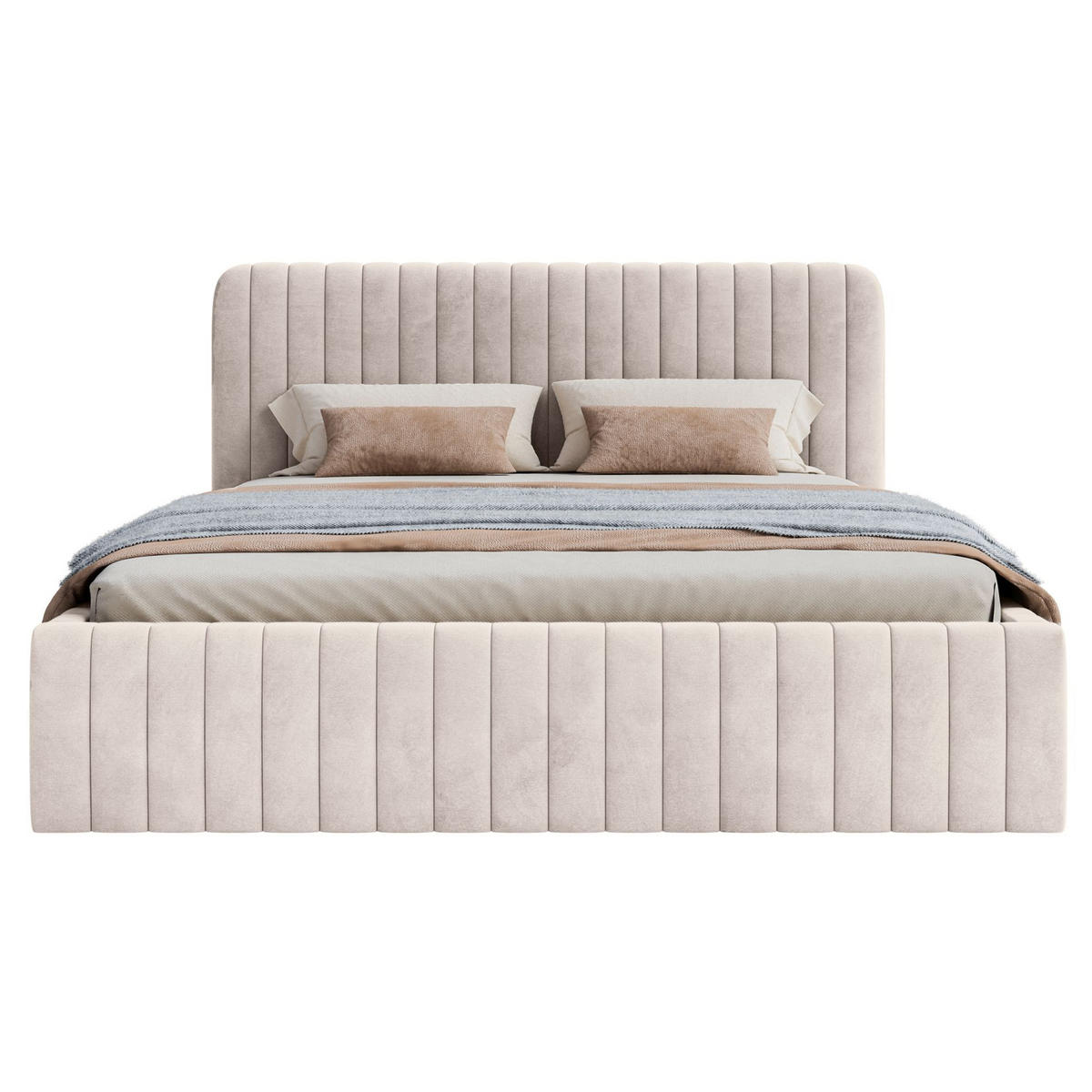 POLSTERBETT Saliano Grau-Beige 160x200 cm - Taupe, Holz/Textil (160/200cm) - Selsey