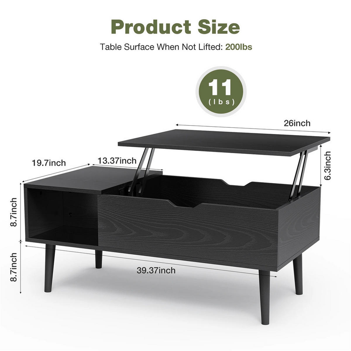 COUCHTISCH 100x50 cm Lift-Top mit Stauraum Holz Braun - Braun, Holz (50/100/60cm) - Kaket