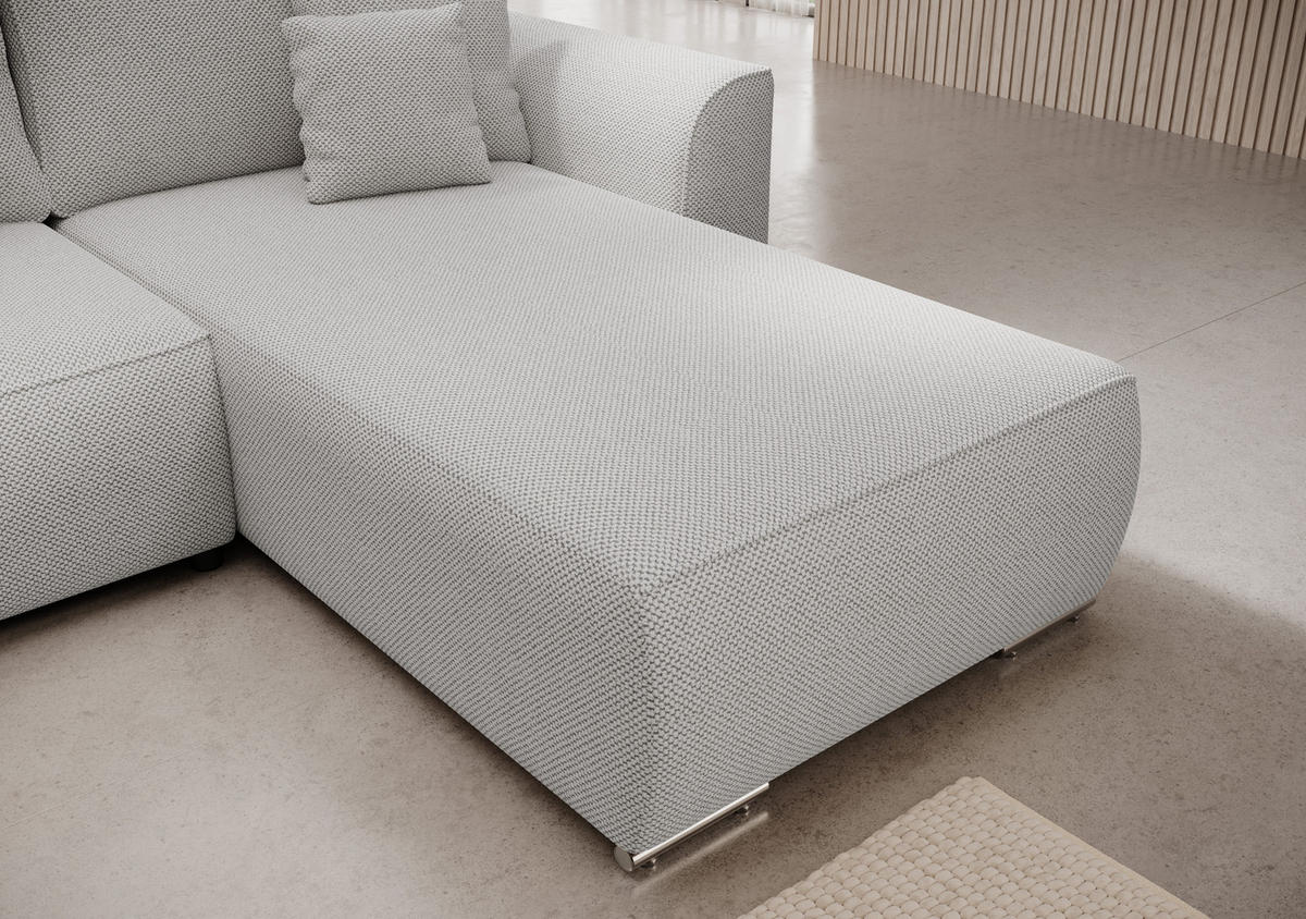 WOHNLANDSCHAFT GUSTO U Curio 80 mit Schlaffunktion - Grau, Textil (368/85/193cm) - Bedante