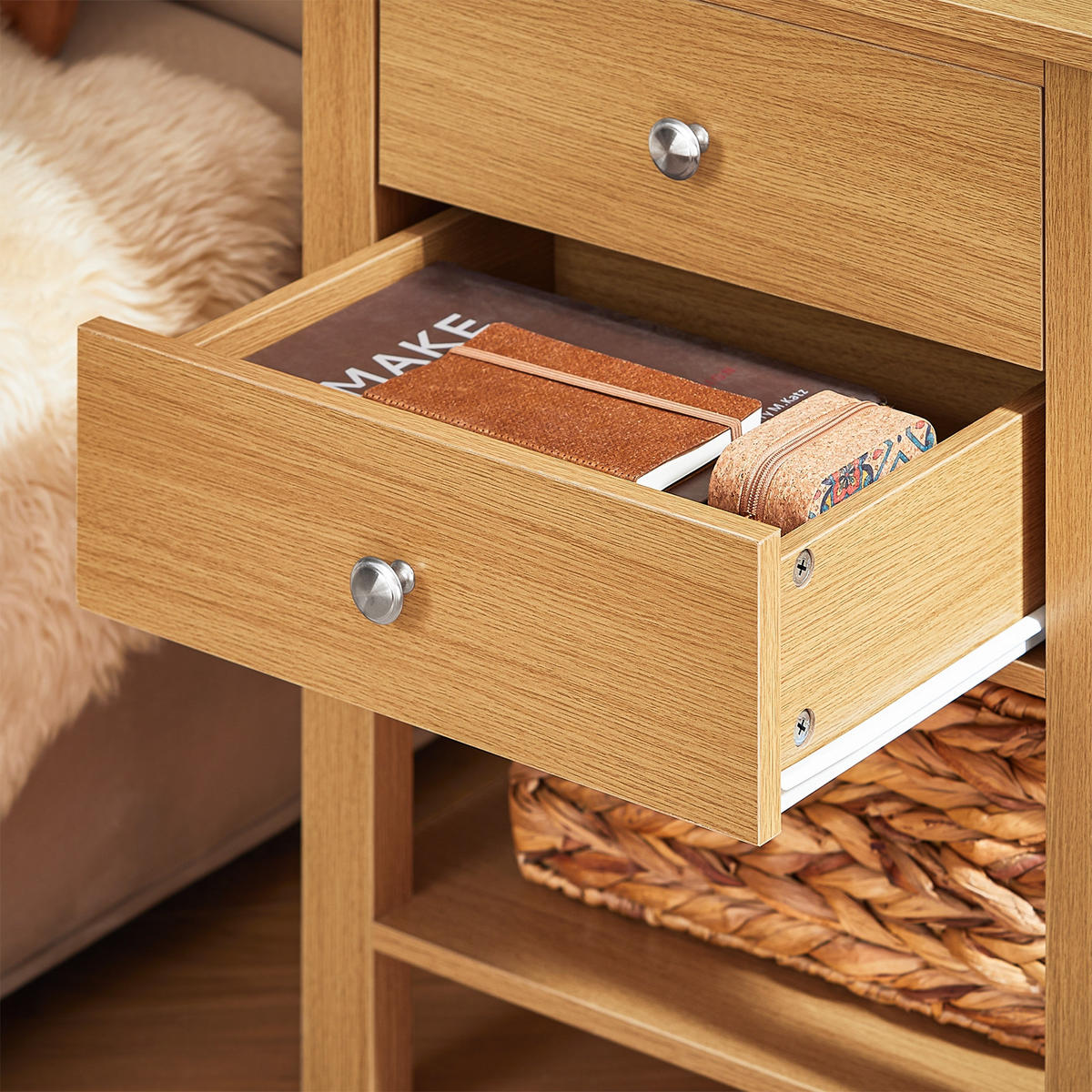 NACHTTISCH Natur - Naturfarben, Holzwerkstoff (45/60/35cm) - SoBuy