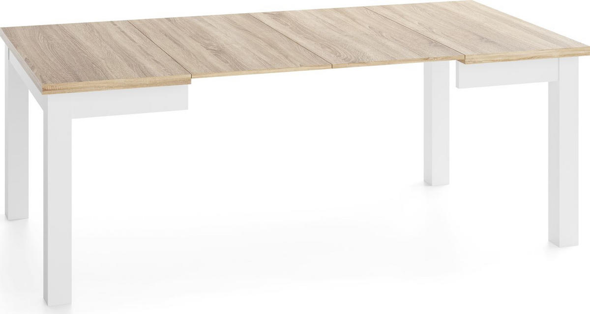 ESSTISCH Toren Weiß ausziehbar verlängerbar quadratisch, Eiche Sonoma Hellbraun 80-180/80/76.5 cm - Weiß/Sonoma Eiche, Holz/Holzwerkstoff (80/80/77cm) - WFL GROUP
