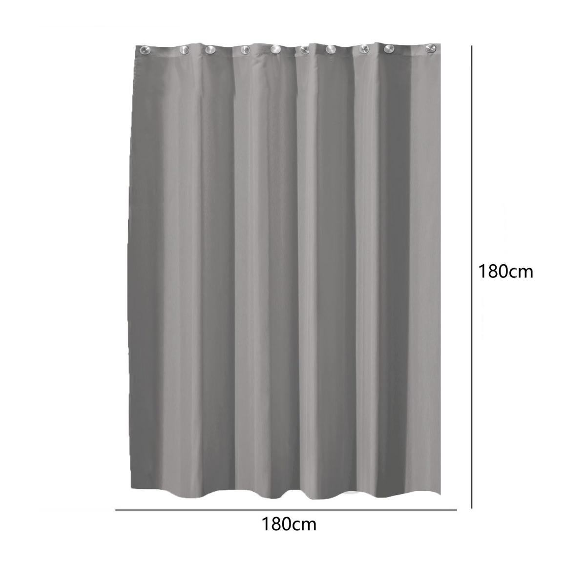 DUSCHVORHANG Grau schlicht schimmelresistent mit Haken - Grau, Kunststoff (180/180cm) - MCBOSON