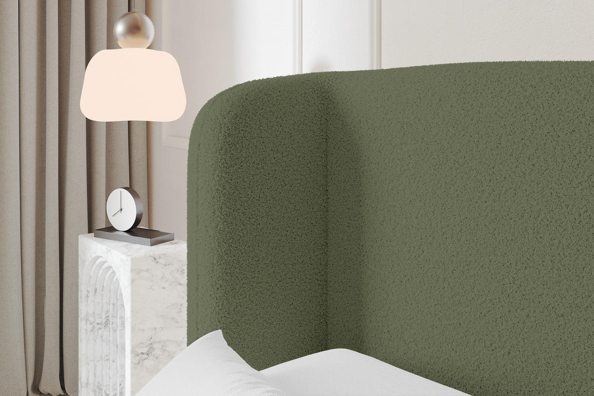 POLSTERBETT mit Bettkasten, Fußteil und Lattenrost, Boxbett ohne Matratze - ESTI-Z 160x200 Grün - Grün, Holzwerkstoff/Textil (160/200cm) - ALTDECOR