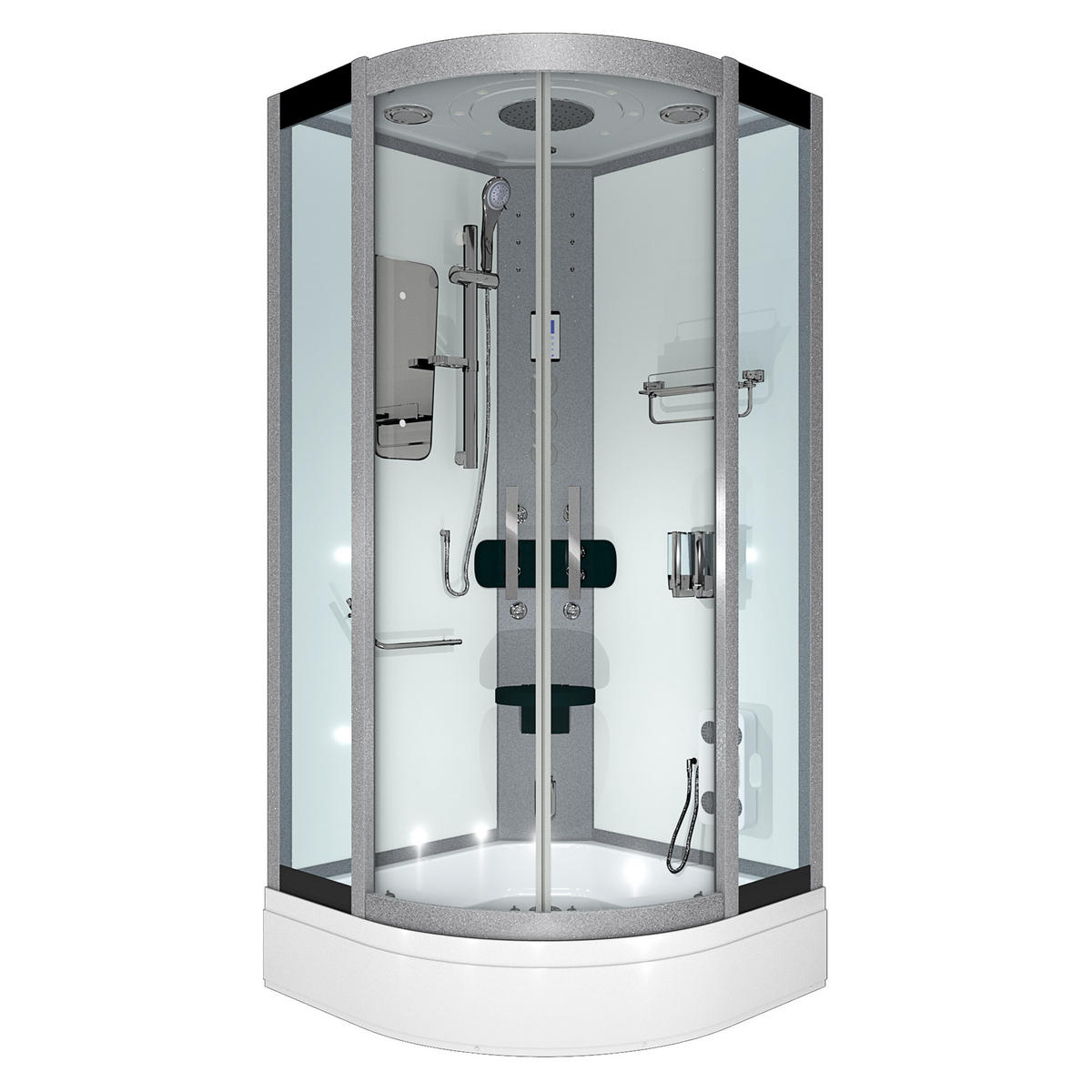 DUSCHKABINE Dusche D46-60T1-EC Weiß 100x100 - Weiß, Glas/Kunststoff (100/100/225cm) - AcquaVapore by Sandra Jentho