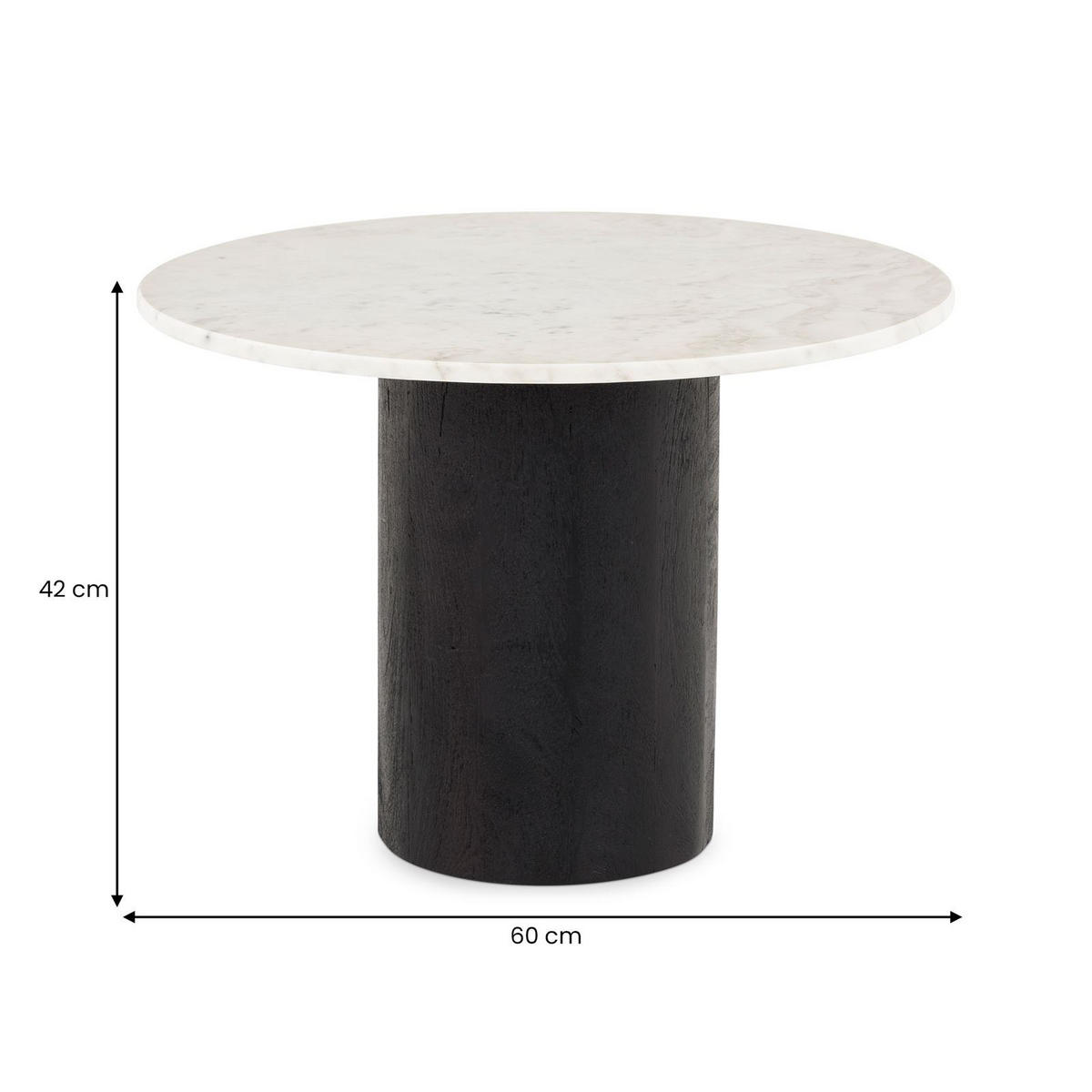 COUCHTISCH YAMUNA - Schwarz/Weiß, Naturmaterialien/Holz (60/60/42cm) - IDIMEX