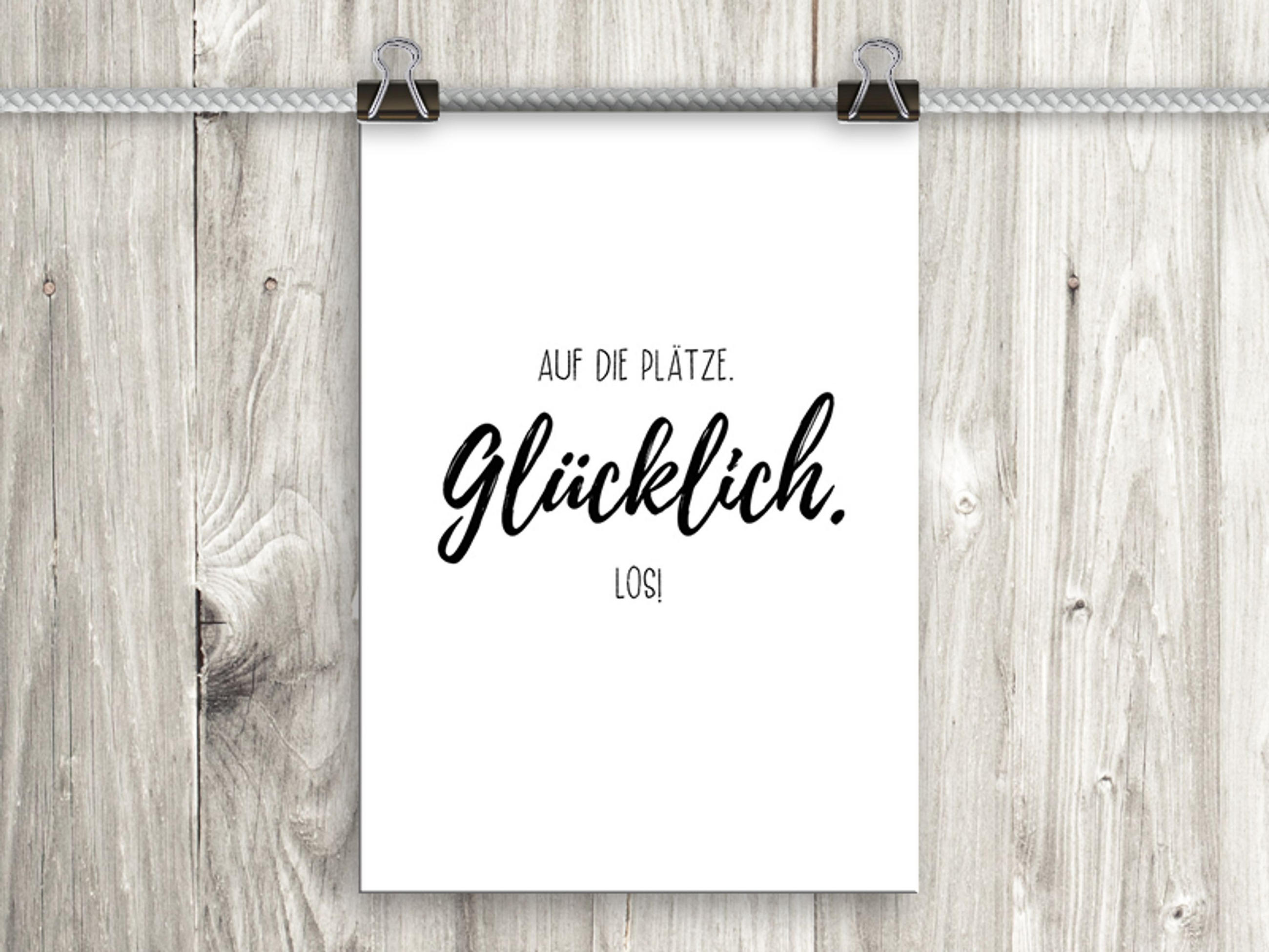 POSTER DIN A4 21x29,7 cm Spruch Glück schwarz weiß - Weiß, Papier (21/29.7/2cm) - artissimo