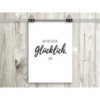 POSTER DIN A4 21x29,7 cm Spruch Glück schwarz weiß - Weiß, Papier (21/29.7/2cm) - artissimo