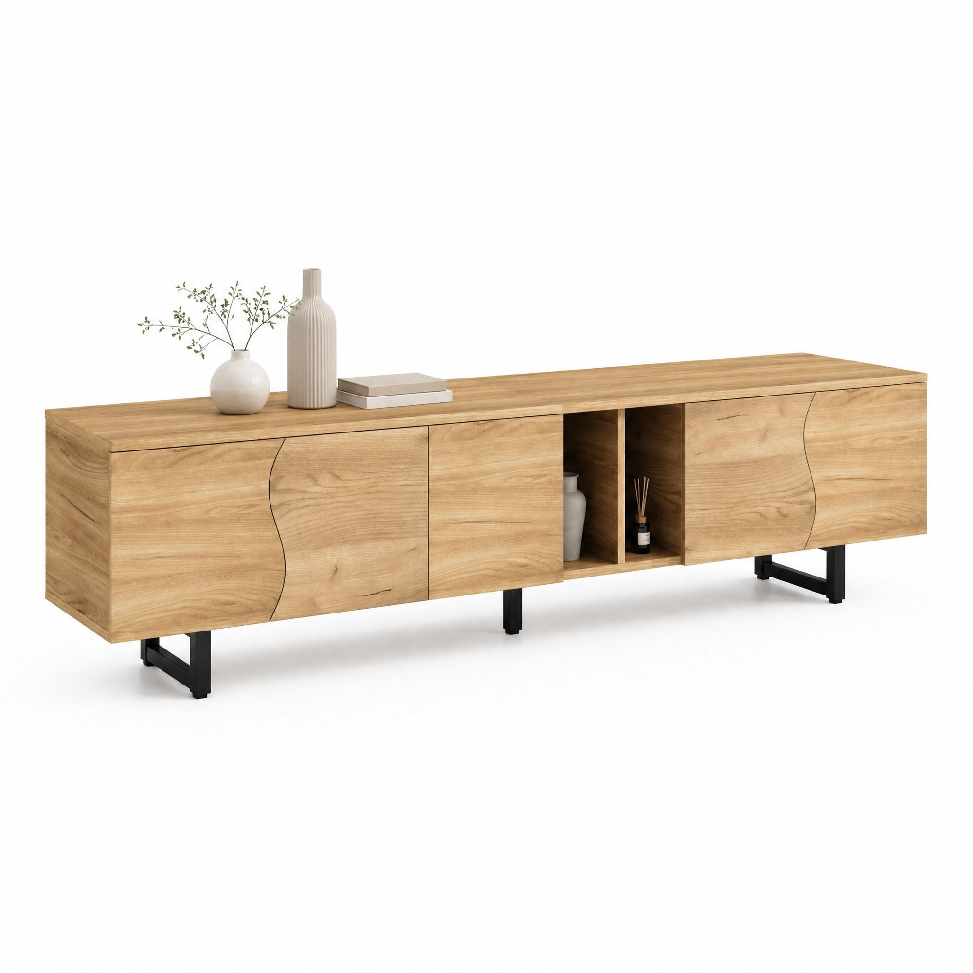 TV-SCHRANK mit Stauraum 191 x 38 x 46,5 cm Holzoptik Natur - Braun, Holzwerkstoff (38/46.5/191cm) - Beauniv