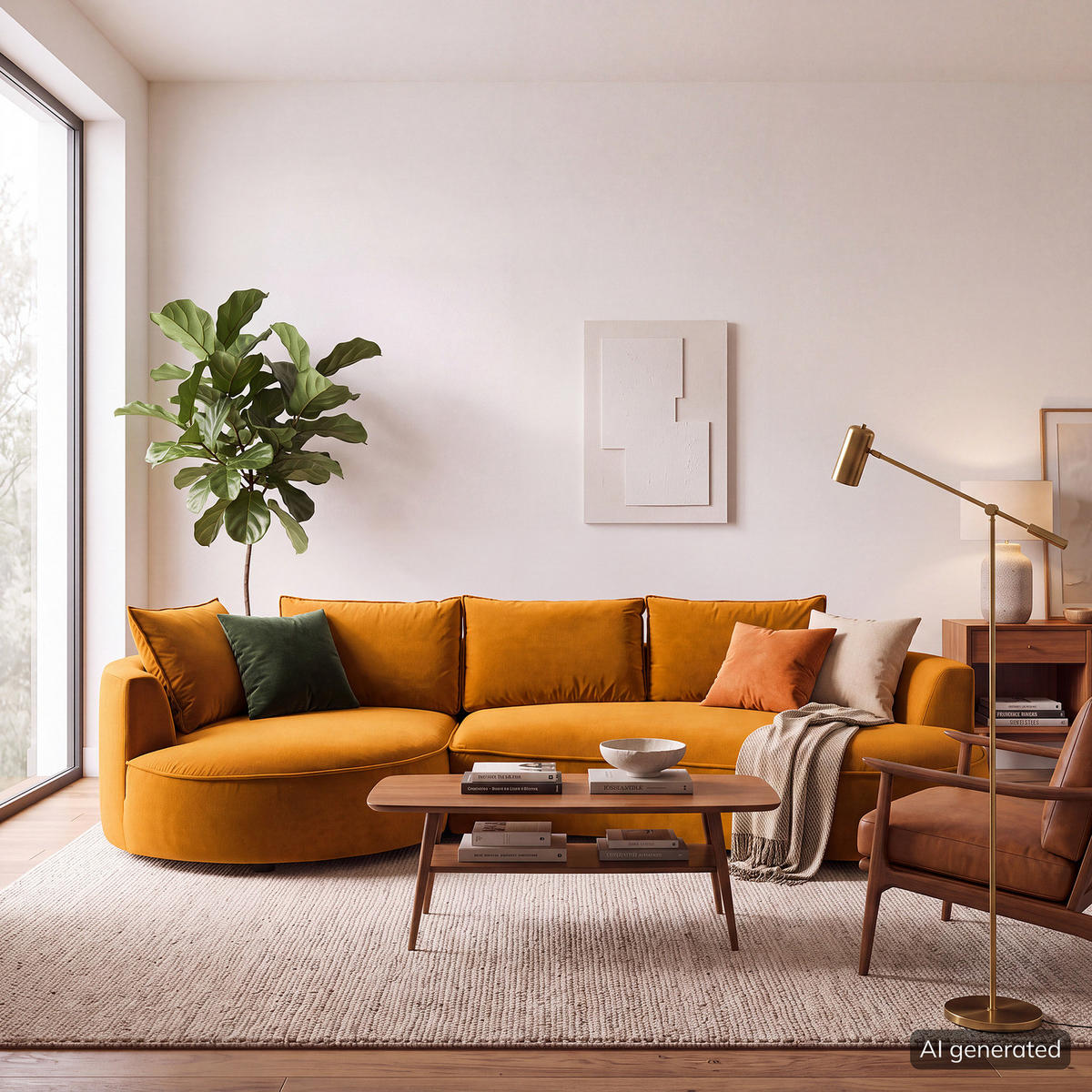 BIGSOFA - Gelb/Orange, Naturmaterialien/Kunststoff (322/82/154cm) - home24