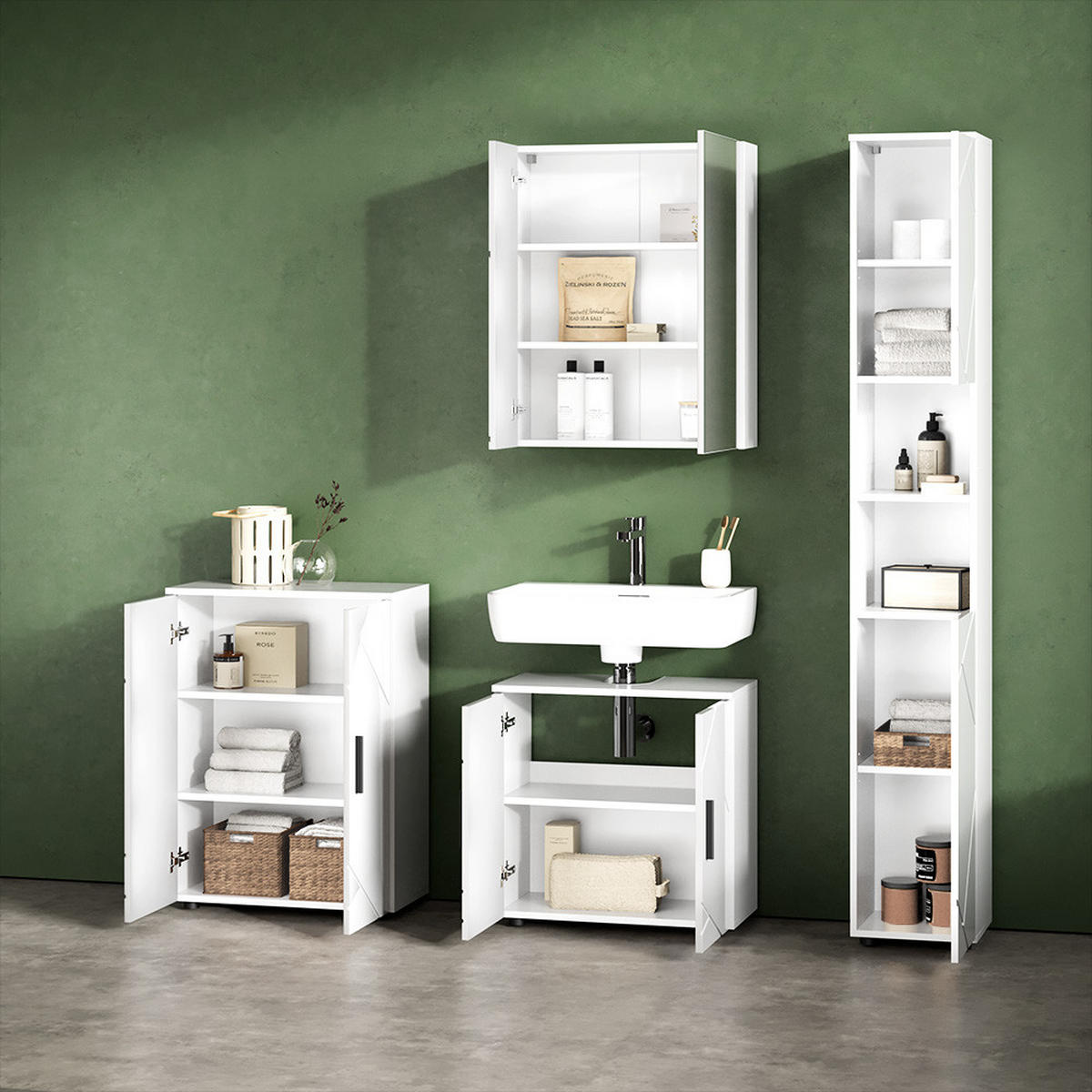SPIEGELSCHRANK Ronco Anthrazit Hochglanz/Anthrazit 60 x 75 cm - Weiß Hochglanz/Weiß, Holzwerkstoff (60/75/17.2cm) - Livinity®