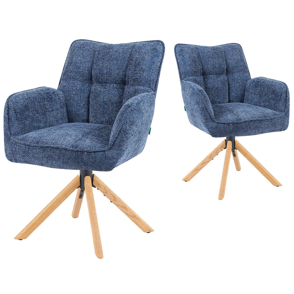 DREHSTUHL Mika-Ida - Honigeiche/Blau, Eichenholz/Holz (59/84/66cm) - DUBI Möbel