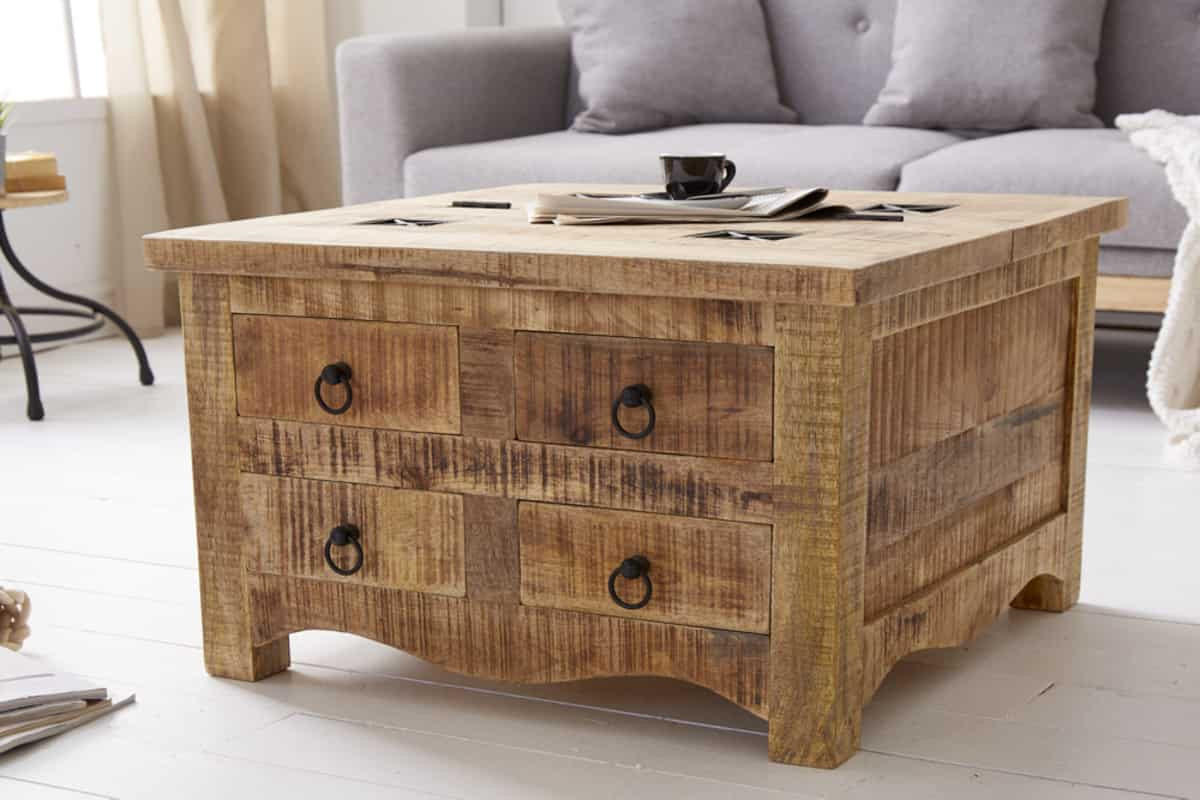 COUCHTISCH IRON CRAFT Mango rechteckig Natur 70cm - Silberfarben/Braun, Holz (70/70/45cm) - riess-ambiente